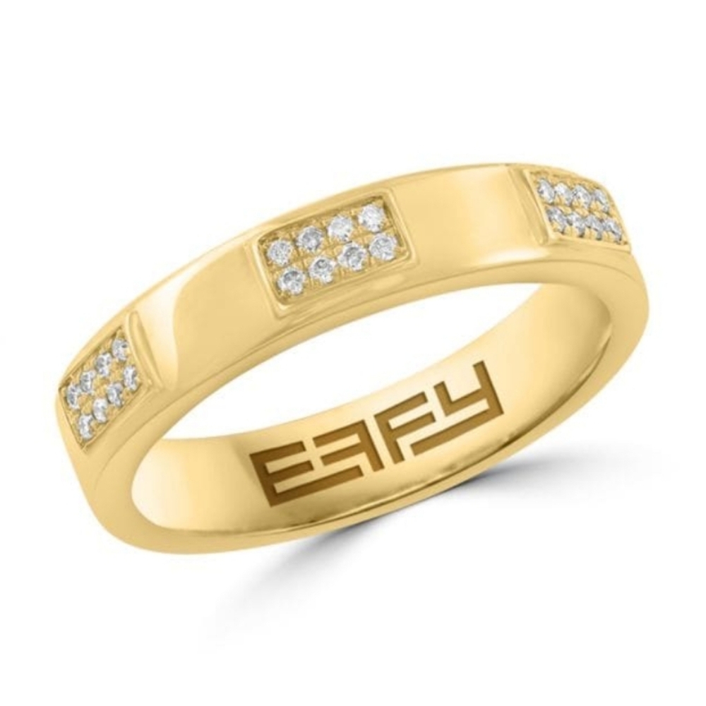 Effy 14K Goldplated Sterling Silver 0.09 TCW Diamond Band Ring Size 7 New in Box